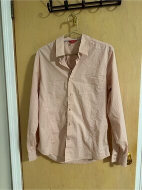 Guess Men's Light Pink Long-Sleeve Button-Up Dress Shirt